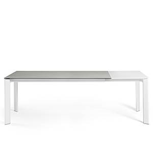 Eettafel Retie I keramiek & glas/staal - Rookgrijs - Breedte: 160 cm - Wit