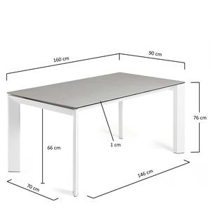 Eettafel Retie I keramiek & glas/staal - Rookgrijs - Breedte: 160 cm - Wit