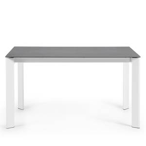 Table Retie I Céramique et verre / Acier - Gris foncé - Largeur : 140 cm - Blanc