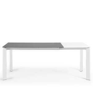 Table Retie I Céramique et verre / Acier - Gris foncé - Largeur : 140 cm - Blanc