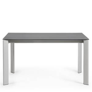 Eettafel Retie I keramiek & glas/staal - Donkergrijs - Breedte: 140 cm - Heldergrijs