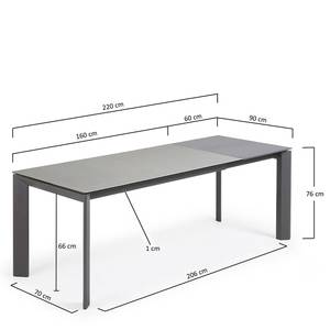Table Retie I Céramique et verre / Acier - Gris fumé - Largeur : 160 cm - Anthracite