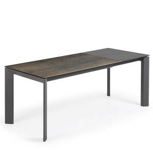 Table Retie III Céramique et verre / Acier - Marron vieilli - Largeur : 140 cm - Anthracite