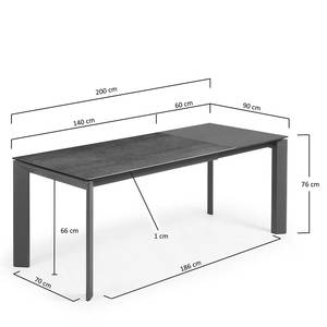 Eettafel Retie III keramiek & glas/staal - Antiek bruin - Breedte: 140 cm - Antraciet