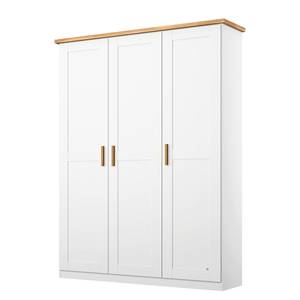 Drehtürenschrank Fargo Weiß / Eiche Sonoma Dekor - Breite: 141 cm - Ohne Spiegeltür/-en