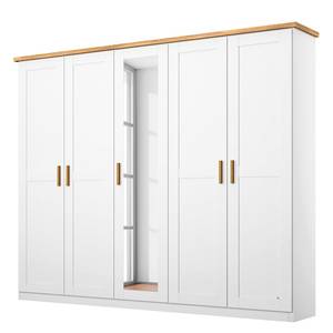 Drehtürenschrank Fargo Weiß / Eiche Sonoma Dekor - Breite: 231 cm - Mit Spiegeltür/-en