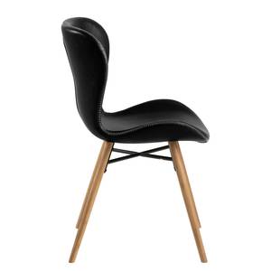 Chaises Livaras IV Imitation cuir / Chêne massif - Noir vintage - Lot de 2