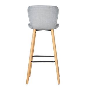 Chaises de bar Livaras (lot de 2) Hévéa massif - Hévéa - Tissu Radis: Gris clair