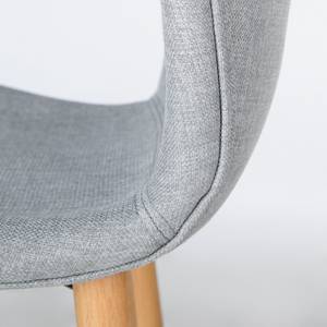 Chaises de bar Livaras (lot de 2) Hévéa massif - Hévéa - Tissu Radis: Gris clair