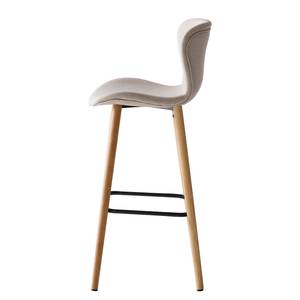 Chaises de bar Livaras (lot de 2) Hévéa massif - Hévéa - Tissu Radis: Crème