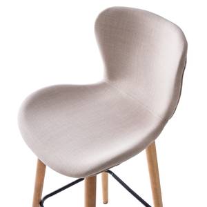 Chaises de bar Livaras (lot de 2) Hévéa massif - Hévéa - Tissu Radis: Crème