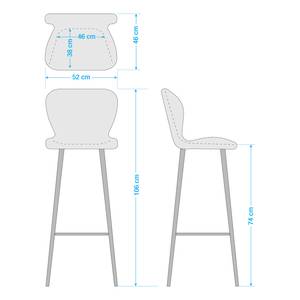 Barstoelen Livaras (set van 2) massief rubberboomhout - rubberboomhout - Geweven stof Radis: Olijfgroen