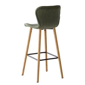 Chaises de bar Livaras (lot de 2) Hévéa massif - Hévéa - Tissu Radis: Vert olive