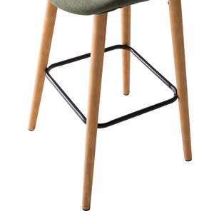 Chaises de bar Livaras (lot de 2) Hévéa massif - Hévéa - Tissu Radis: Vert olive