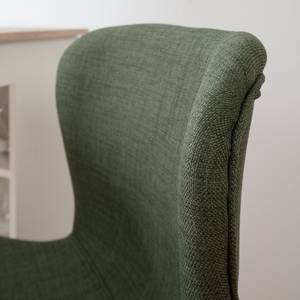 Chaises de bar Livaras (lot de 2) Hévéa massif - Hévéa - Tissu Radis: Vert olive