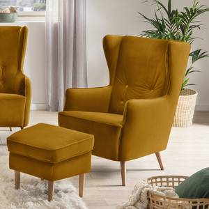 Fauteuil Bonham fluweel - Olijfgeel