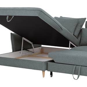 Ecksofa Sketty Microfaser - Grau - Longchair davorstehend links - Schlaffunktion - Bettkasten