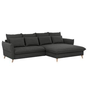 Ecksofa Sketty Microfaser - Dunkelgrau - Longchair davorstehend rechts - Keine Funktion