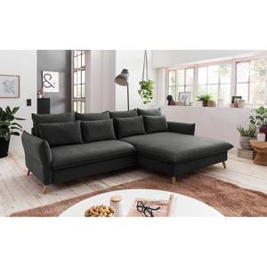 Ecksofa Sketty Microfaser - Dunkelgrau - Longchair davorstehend rechts - Keine Funktion