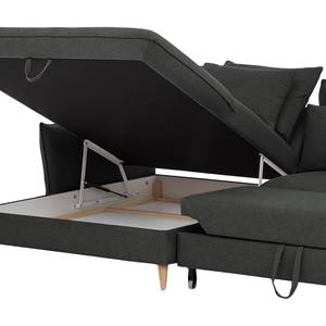 Ecksofa Sketty Microfaser - Dunkelgrau - Longchair davorstehend links - Schlaffunktion - Bettkasten