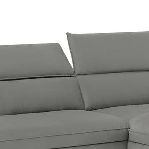 Canapé d’angle Silt Velours - Gris lumineux - Méridienne courte à droite (vue de face)