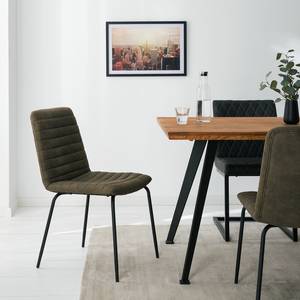 Gestoffeerde stoelen Kennett (set van 2) microvezel/ijzer - olijfgroen/zwart