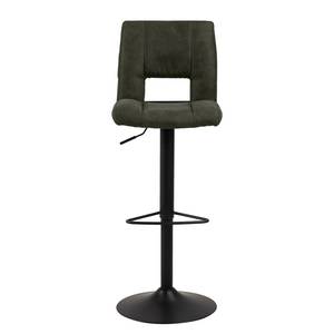 Tabourets de bar Silvis (lot de 2) Microfibre / Fer - Vert olive / Noir - Vert olive