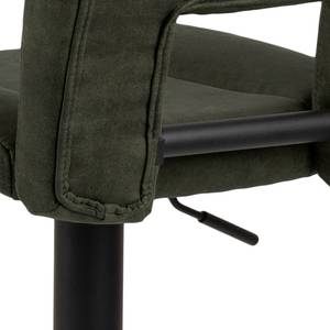 Tabourets de bar Silvis (lot de 2) Microfibre / Fer - Vert olive / Noir - Vert olive