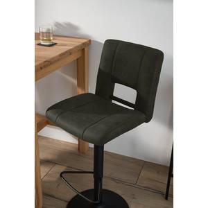 Tabourets de bar Silvis (lot de 2) Microfibre / Fer - Vert olive / Noir - Vert olive