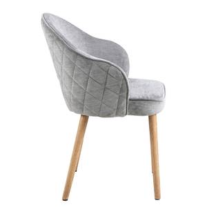 Chaises à accoudoirs Metti Tissu / Hévéa massif - Gris clair / Hévéa