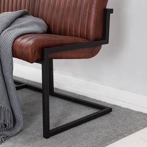 Banquette Wylie Cuir / Fer - Marron vintage / Noir