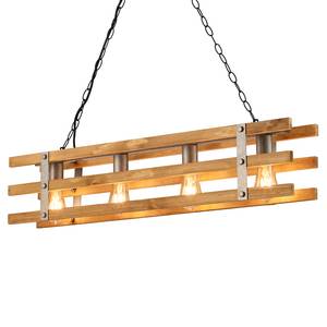 Hanglamp Khan deels massief pijnbomhout/aluminium - 4 lichtbronnen