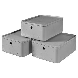 Opbergboxen Beton M (set van 3) polypropeen - lichtgrijs