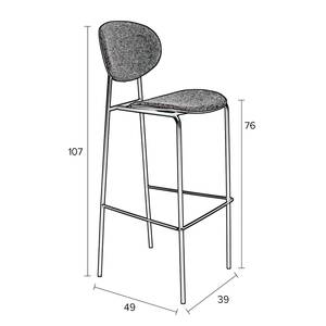 Barstuhl Dundry (2er-Set) Webstoff / Metall - Grau Meliert / Holz Dekor Schwarz