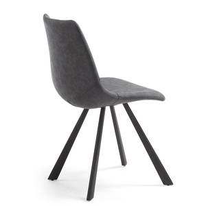 Gestoffeerde stoelen Kolia (set van 2) kunstleer/staal - zwart - Vintage Grijs