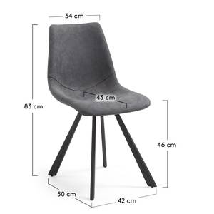 Gestoffeerde stoelen Kolia (set van 2) kunstleer/staal - zwart - Vintage Grijs