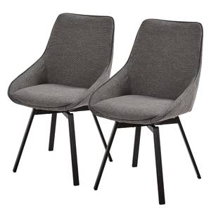 Gestoffeerde stoelen Hadley (set van 2) geweven stof/staal - zwart - Donkergrijs