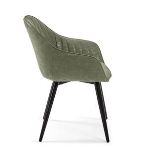 Chaises à accoudoirs Haslet II (2 él.) Imitation cuir / Acier - Noir - Vert vintage