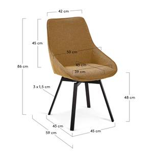 Polsterstuhl Hadley (2er-Set) Webstoff / Stahl - Schwarz - Senfgelb