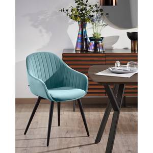 Armleunstoelen Haslet I (set van 2) fluweel/staal - zwart - Turquoise