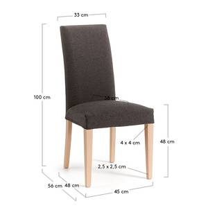Gestoffeerde stoelen Ellerby I (2 stuk) geweven stof/massief beukenhout - beukenhout - Antraciet