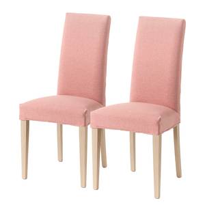 Chaises capitonnées Ellerby I (lot de 2) Tissu / Hêtre massif - Hêtre - Rouge pastel