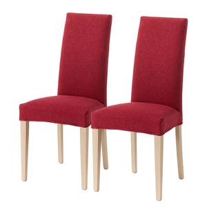 Gestoffeerde stoelen Ellerby I (2 stuk) geweven stof/massief beukenhout - beukenhout - Rood