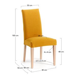 Gestoffeerde stoelen Ellerby I (2 stuk) geweven stof/massief beukenhout - beukenhout - Mosterdgeel