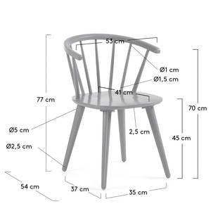 Chaises Krise (lot de 2) Hévéa massif - Gris