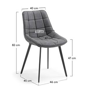 Gestoffeerde stoelen Kellia (set van 2) kunstleer/staal - zwart - Vintage Grijs