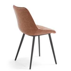 Gestoffeerde stoelen Kellia (set van 2) kunstleer/staal - zwart - Vintage Cognackleurig