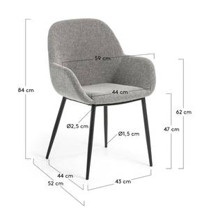 Armlehnenstuhl Kusamo (2er-Set) Webstoff / Stahl - Schwarz - Grau