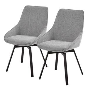 Gestoffeerde stoelen Hadley (set van 2) geweven stof/staal - zwart - Grijs