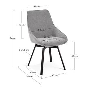Gestoffeerde stoelen Hadley (set van 2) geweven stof/staal - zwart - Grijs